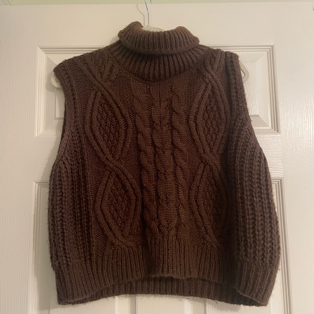 Anthropologie Brown Turtleneck Sweater Vest